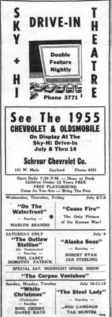 Sky-Hi Drive-In Theatre - July 7 1955 Ad